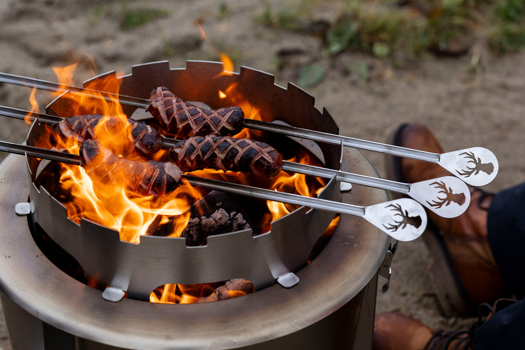 Alpha Camp Cook Kit | Outdoor Cooking Fire Pit Set | Silver