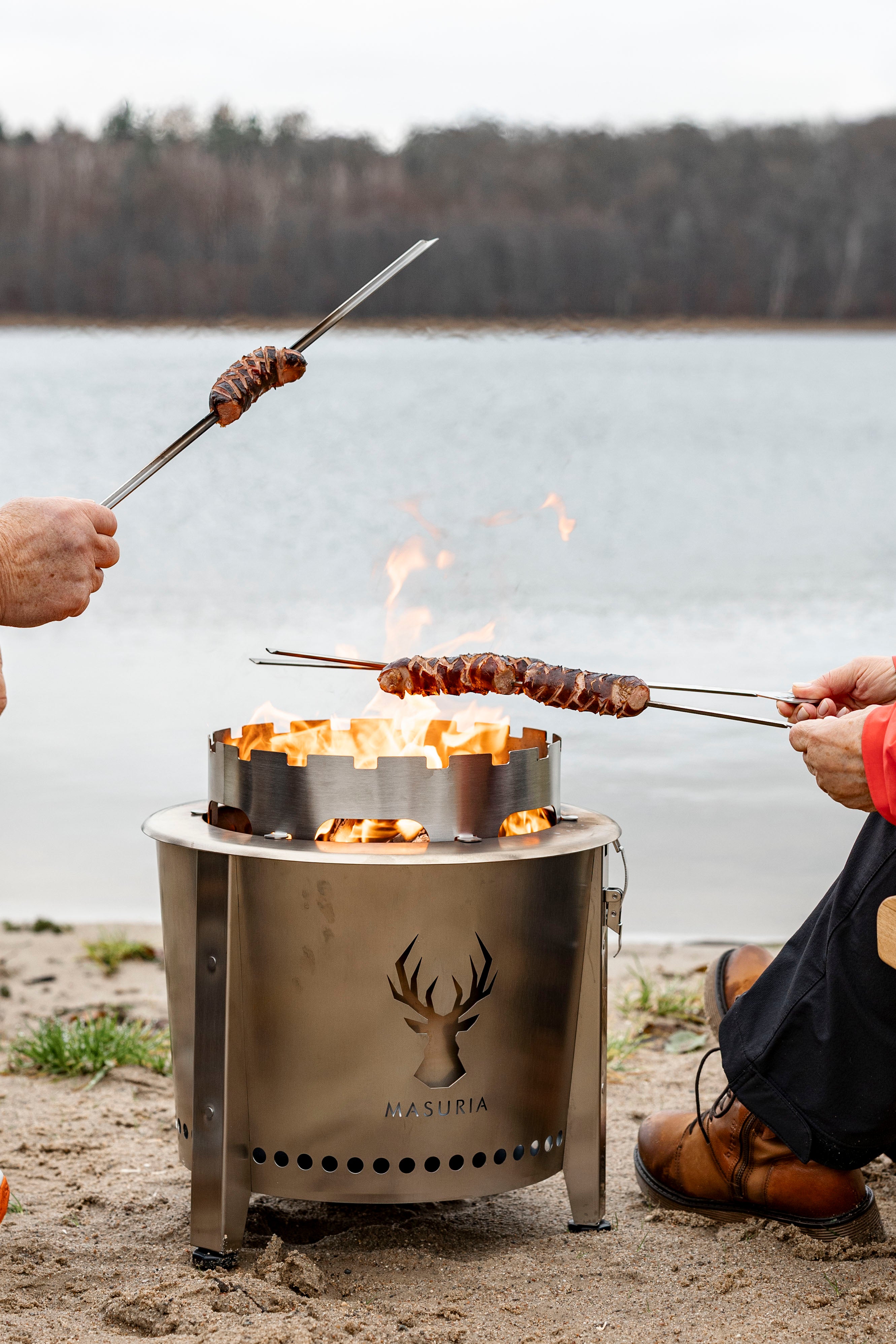 Alpha Camp Trail Kit | Portable Smokeless Fire Pit | Silver