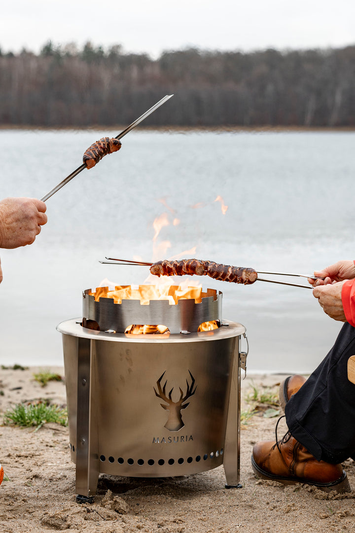 Alpha Camp Trail Kit | Portable Smokeless Fire Pit | Silver