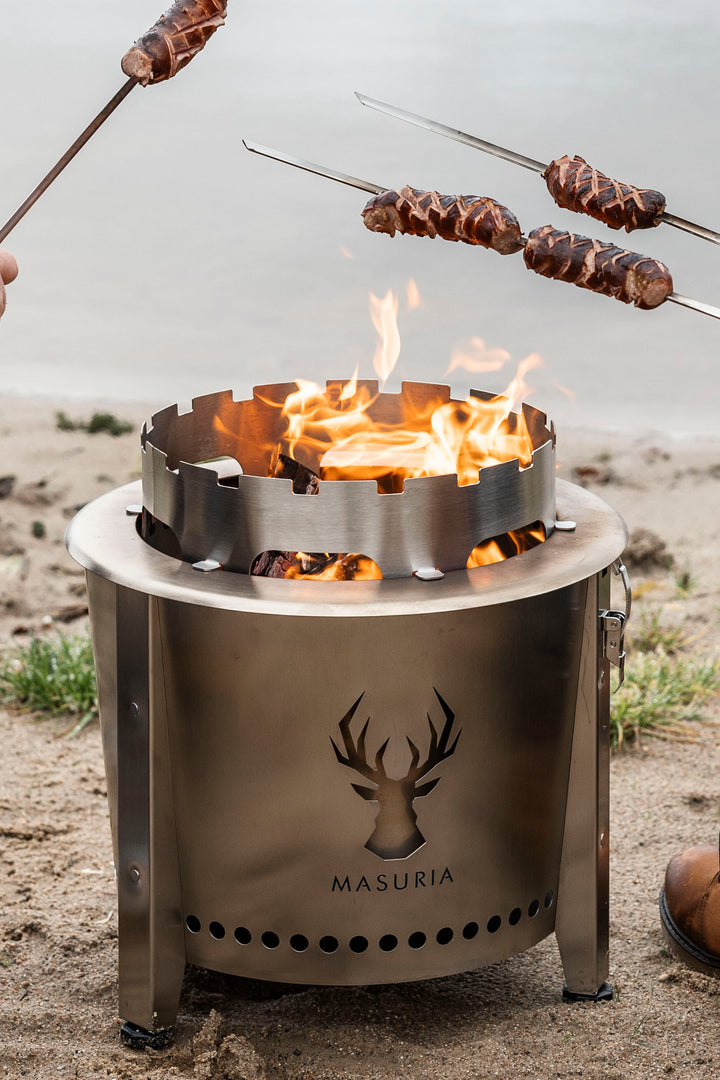 Alpha Camp Cook Kit | Outdoor Cooking Fire Pit Set | Silver