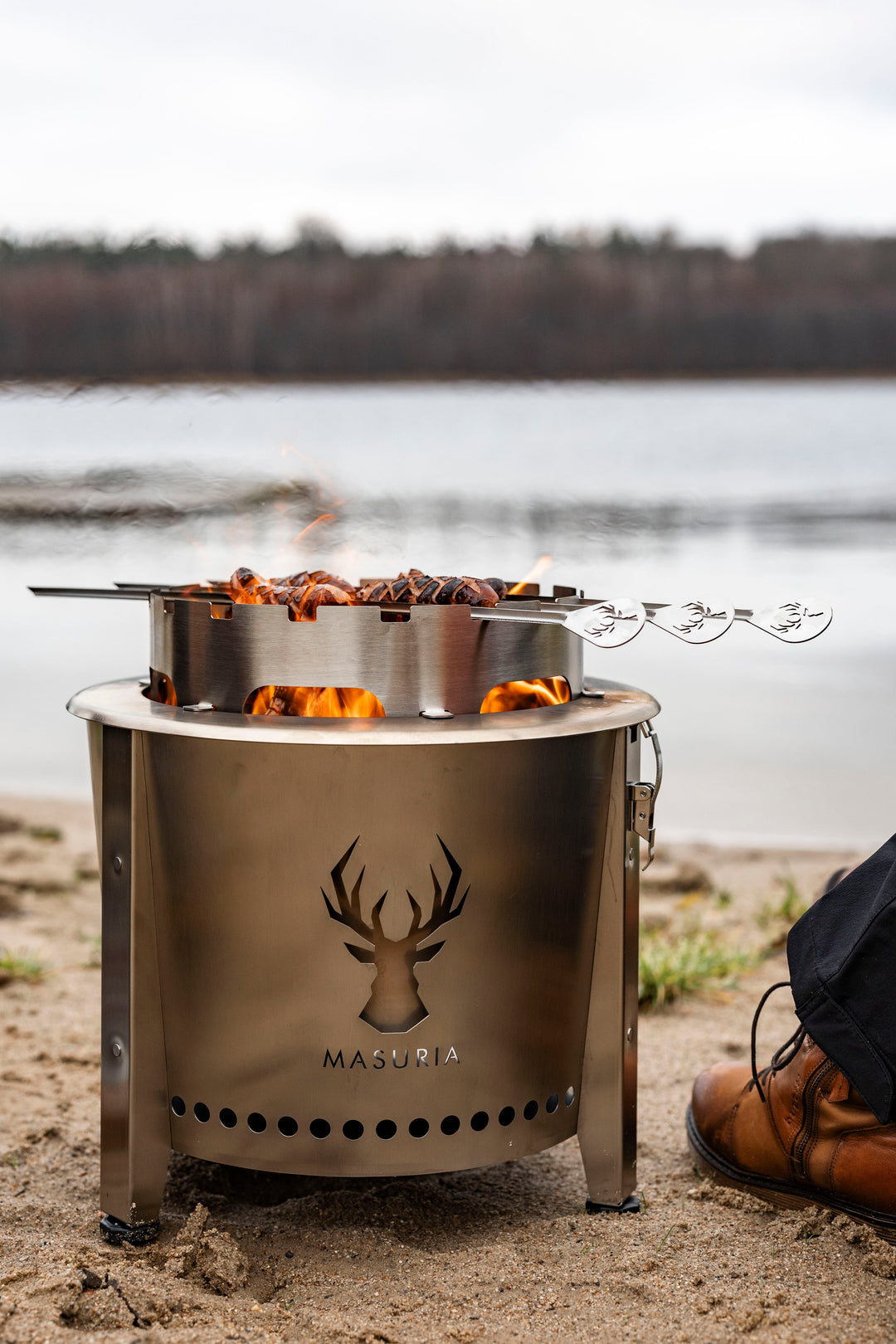 Alpha Camp Cook Kit | Outdoor Cooking Fire Pit Set | Silver