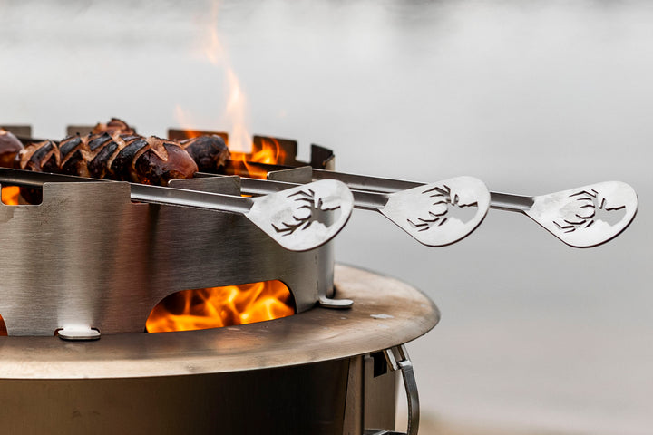 Alpha Camp Cook Kit | Outdoor Cooking Fire Pit Set | Silver