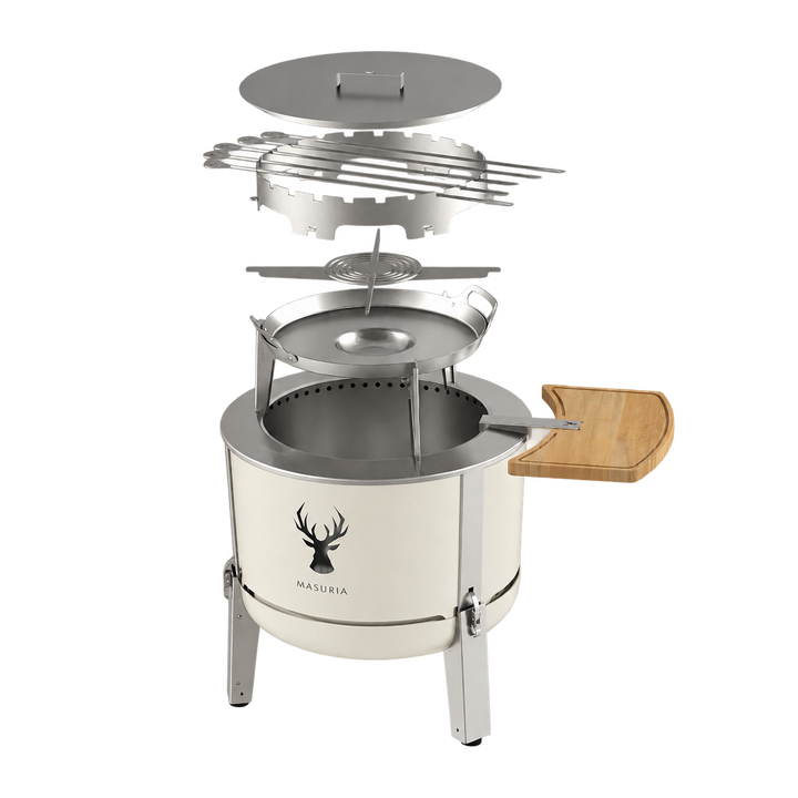 Alpha 600 Chef Kit | Grill & Cooking Set for Smokeless Fire Pit | Ivory Frost