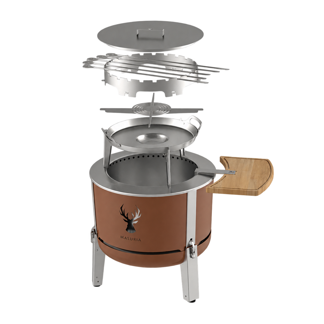 Alpha 600 Chef Kit | Grill & Cooking Set for Smokeless Fire Pit | Terra Brown
