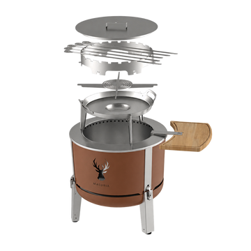 Alpha 600 Chef Kit | Grill & Cooking Set for Smokeless Fire Pit | Terra Brown