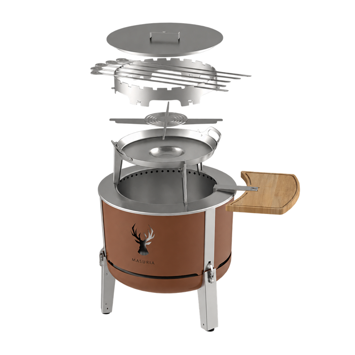 Alpha 600 Chef Kit | Grill & Cooking Set for Smokeless Fire Pit | Terra Brown