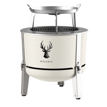 Alpha 600 Grill Plate Set | Smokeless Fire Pit + Grill Plate | Ivory Frost