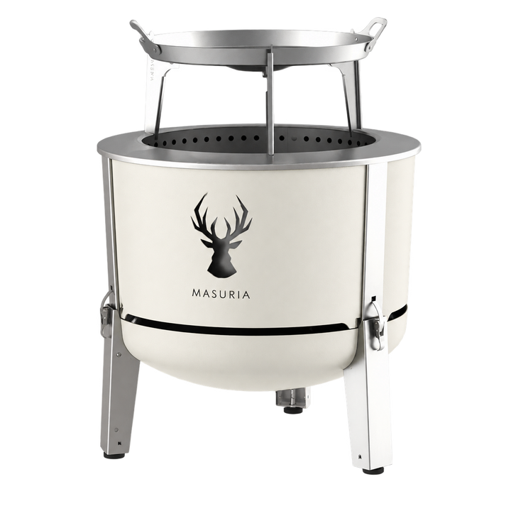 Alpha 600 Grill Plate Set | Smokeless Fire Pit + Grill Plate | Ivory Frost