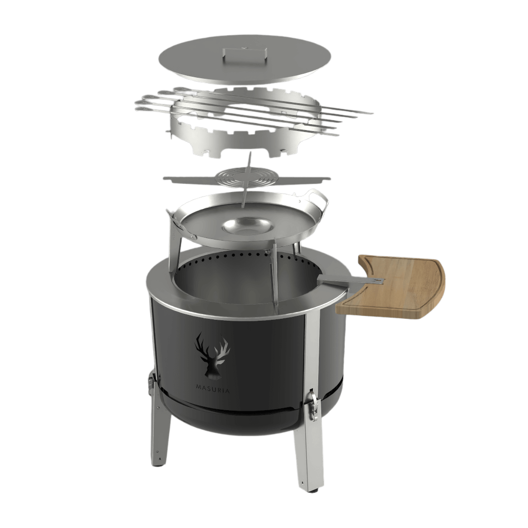 Alpha 600 Chief Kit | Grill & Cooking Set for Smokeless Fire Pit | Bla ...