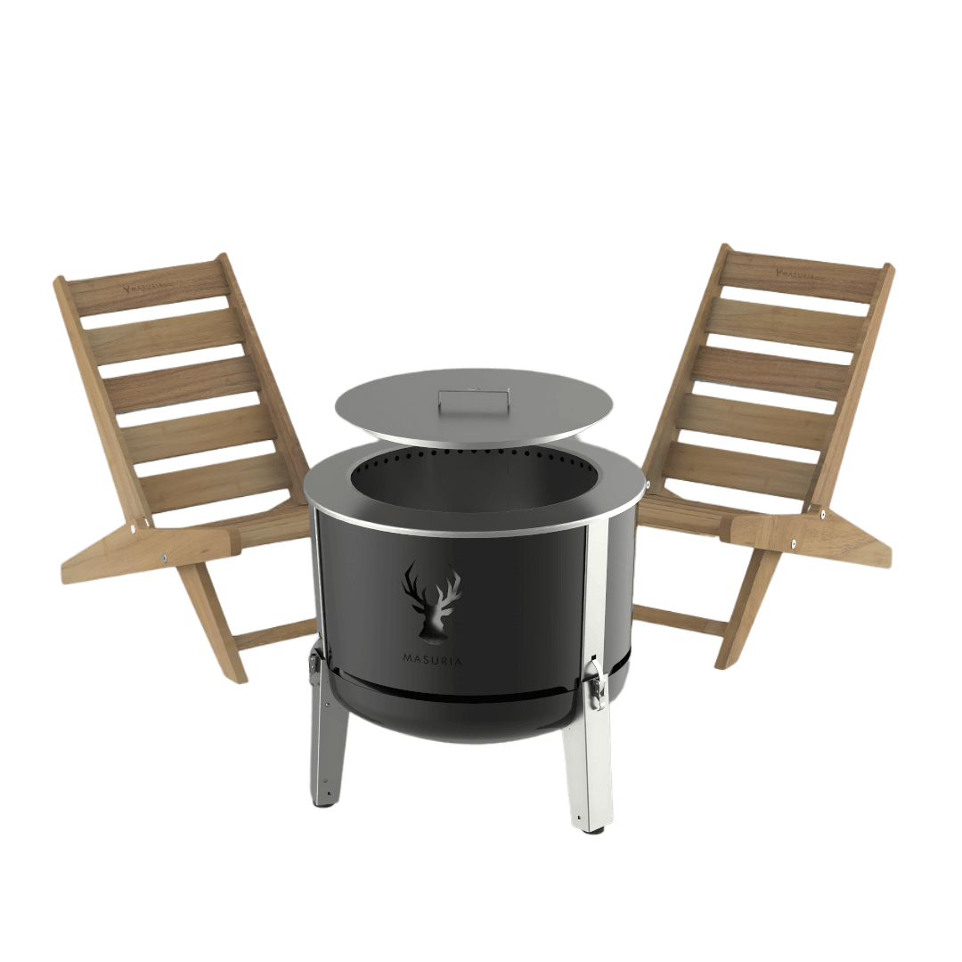 Alpha 600 Patio Set – Garden Lounge Set with Smokeless Fire Pit | Masuria Wild – Masuria Wild | smokeless fire pit, outdoor chair (rauchfreies Feuerstelle, Gartenstuhl)