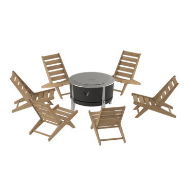 Alpha 800 Gathering Set – Smokeless Fire Pit Set for 6 | Masuria Wild – Masuria Wild | smokeless fire pit, outdoor chair (rauchfreies Feuerstelle, Gartenstuhl)