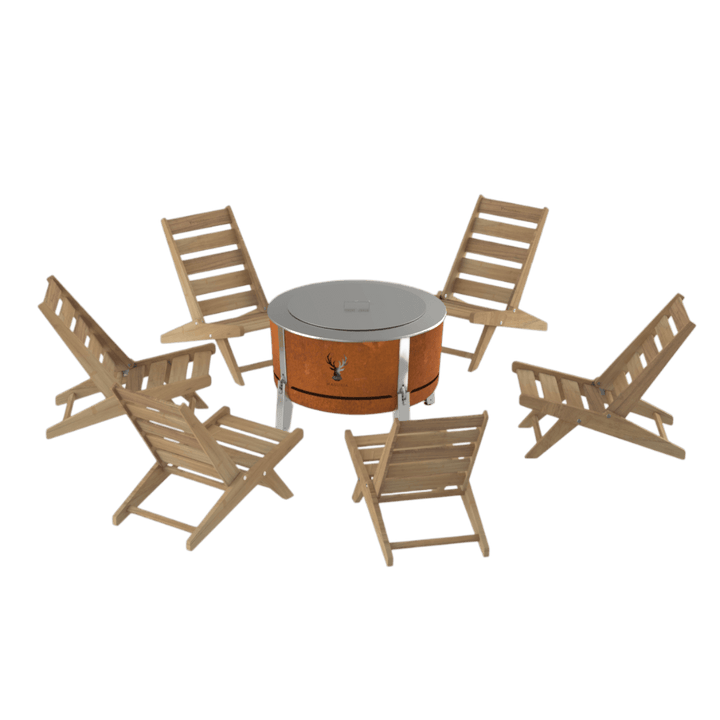 Alpha 800 Gathering Set – Smokeless Fire Pit Set for 6 | Masuria Wild – Masuria Wild | smokeless fire pit, outdoor chair (rauchfreies Feuerstelle, Gartenstuhl)