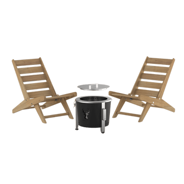 Alpha Camp Chair Set – Smokeless Fire Pit with 2 Folding Chairs | Masuria Wild – Masuria Wild | smokeless fire pit, outdoor chair (rauchfreies Feuerstelle, Gartenstuhl)