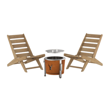 Alpha Camp Chair Set – Smokeless Fire Pit with 2 Folding Chairs | Masuria Wild – Masuria Wild | smokeless fire pit, outdoor chair (rauchfreies Feuerstelle, Gartenstuhl)