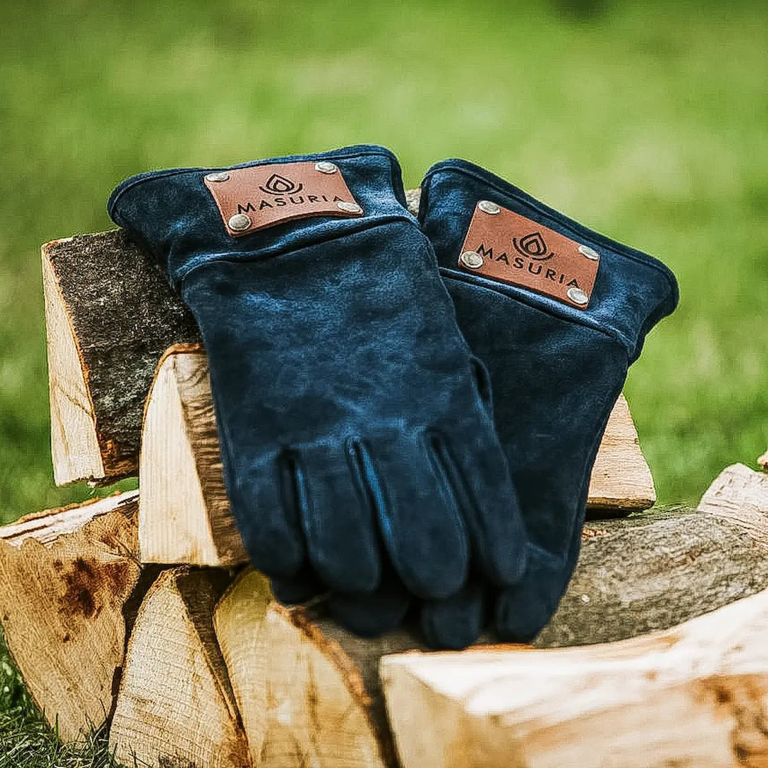 Leather Gloves for Grilling – Natural Leather, Kevlar | Masuria Living – Masuria Wild | smokeless fire pit, outdoor chair (rauchfreies Feuerstelle, Gartenstuhl)