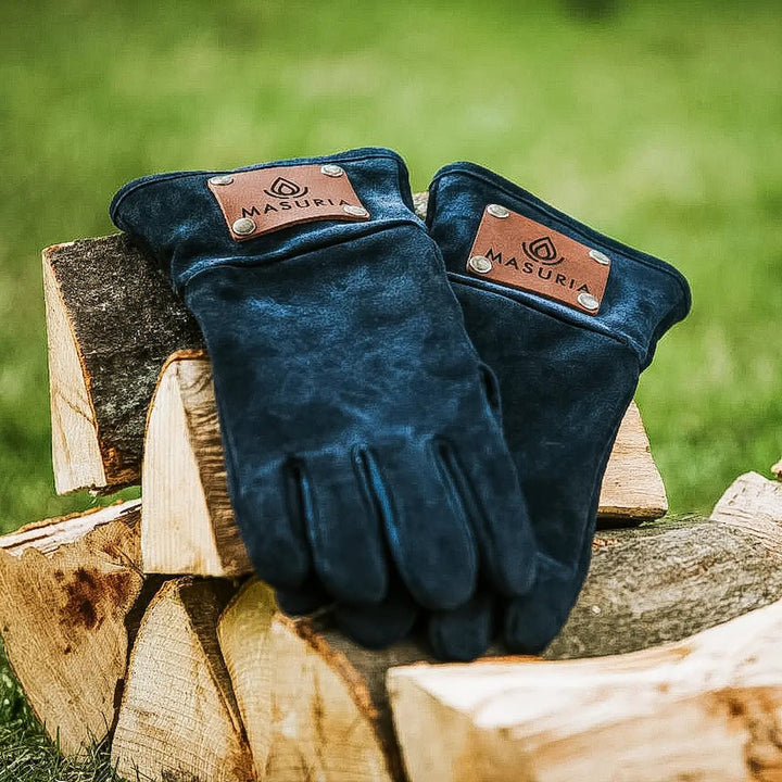 Leather Gloves for Grilling – Natural Leather, Kevlar | Masuria Living – Masuria Wild | smokeless fire pit, outdoor chair (rauchfreies Feuerstelle, Gartenstuhl)