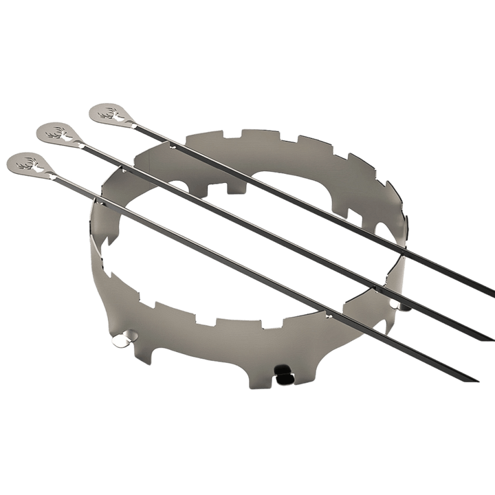 Skewer Rack for Alpha Camp – Stainless Steel | Masuria Wild – Masuria Wild | smokeless fire pit, outdoor chair (rauchfreies Feuerstelle, Gartenstuhl)